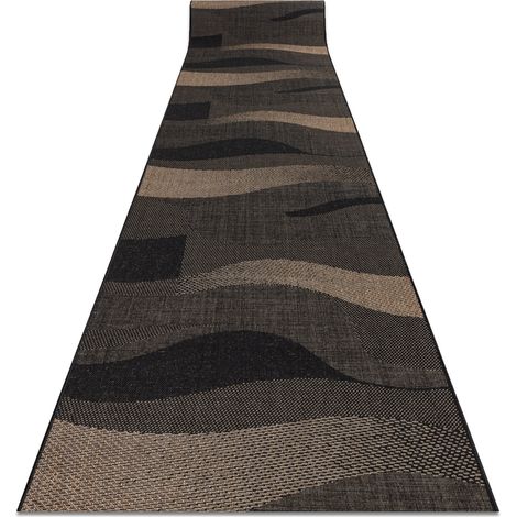 Alfombra de pasillo SIZAL FLOORLUX modelo 20212 negro/ color café 100 cm beige 100x100 cm
