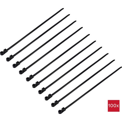 TRU COMPONENTS TC-12814176  Kabelbinder 400 mm 7.6 mm Schwarz mit Schraubsockel, UV-Witterungsstabil