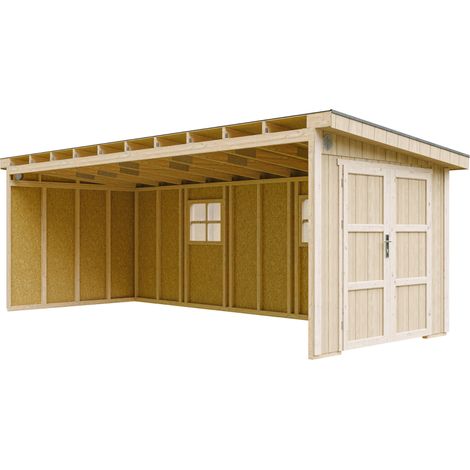 Casa de jardín de primera calidad 14,3 m² - H231x248x648 cm - Construcción de paneles LP Smartside - Sin suelo ni pared lateral - Timbela M941B (1/5)