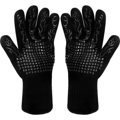 Grillhandschuhe, Ofenhandschuhe, Küchen- und Kochhandschuhe, 1 Paar rutschfest aus Silikon. (1/4)
