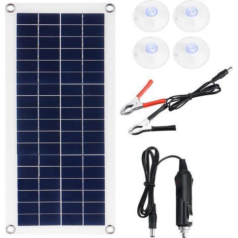 Caricabatterie a pannello solare da 20 W, kit di ricarica portatile per il mantenimento della batteria di auto, moto e camper (1/4)