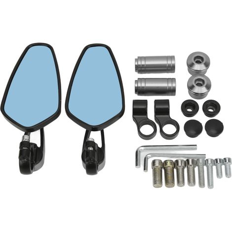 Rétroviseur Moto Universel Assistance Recul Verre Bleu Orientable 360° pour Fixation 8MM/10MM Argent (1/5)