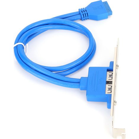Câble d'extension USB 3.0 double port femelle, connecteur 19 broches pour carte mère, couleur bleue (1/5)