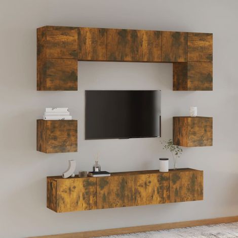Ensemble de meubles TV 8 pcs pour Salon - Armoire TV Chêne fumé Bois d'ingénierie BV743756 - BonneVie (1/5)