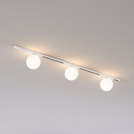 Weiße Magnetschiene 1 m mit 3 LED-Glaskugeln 9W - Externer Transformator - Lyne