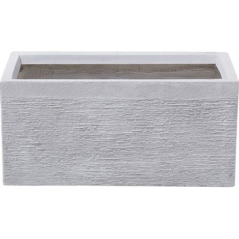 Maceta de fibras de arcilla blanca 50 x 23 x 24 cm para interior y exterior rectangular Myra