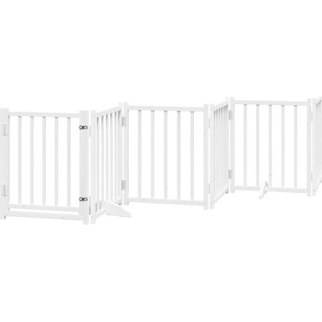 Barrière pour chiens avec porte 6 panneaux bois de sapin massif