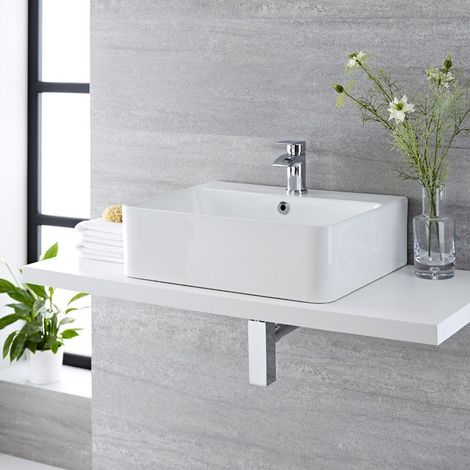 Ensemble Vasque Rectangulaire Suspendue Exton 52 X 42CM & Mitigeur Razor (1/5)