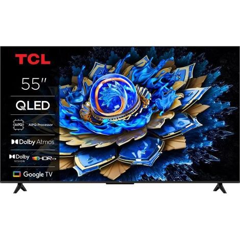 TCL – TV QLED 55" 4K UHD 3840x2160 – HDR10+ – Android TV – 3 ports HDMI 2.1 – WiFi – Idéale pour gamers et cinéphiles