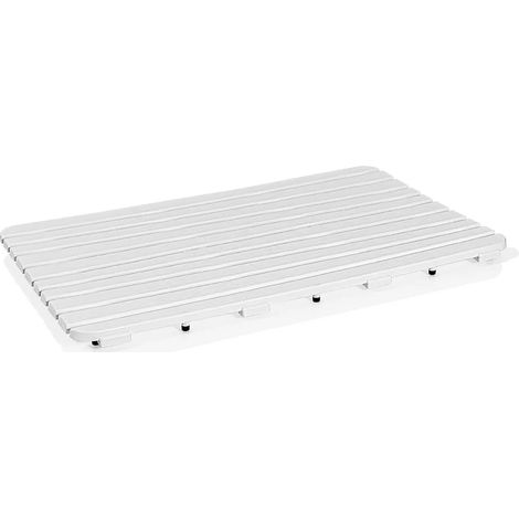 Pedana doccia antiscivolo 80x50 cm bianca con effetto legno in plastica