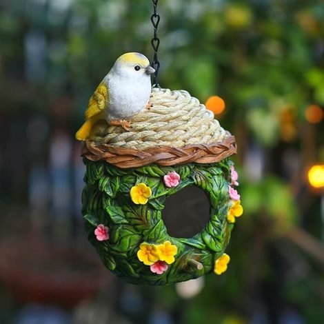Voliera da giardino per esterni, nido d'uccello sospeso, graziosa voliera decorativa in resina colorata, adatta per decorare giardini e cortili sia all'aperto che al chiuso, un regalo perfetto per gli