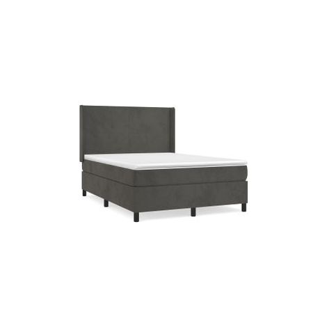 Sommier à lattes de lit et matelas Gris foncé 140x200 Velours (1/5)