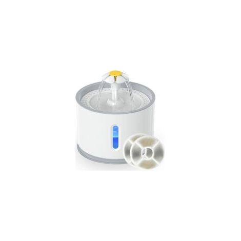 Fontaine à Eau pour Chat Chien Automatique 2,4L, Distributeur Eau Silencieux avec LED Fenêtre de Niveau d'eau et Filtre à Charbon Actif - Crezuo