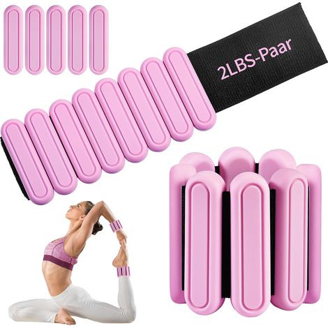 2 PCS Poids de Poignet Réglables (0,45 kg et 0,9 kg Chacun), Poids de Cheville avec Fermeture pour Pilates, Yoga, Danse, Aérobic et Musculation, Poids Cheville et Poignet (1/5)