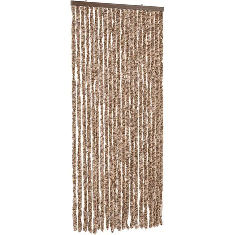 Fly Curtain Beige and Dark Brown 90x220 cm Chenille vidaXL