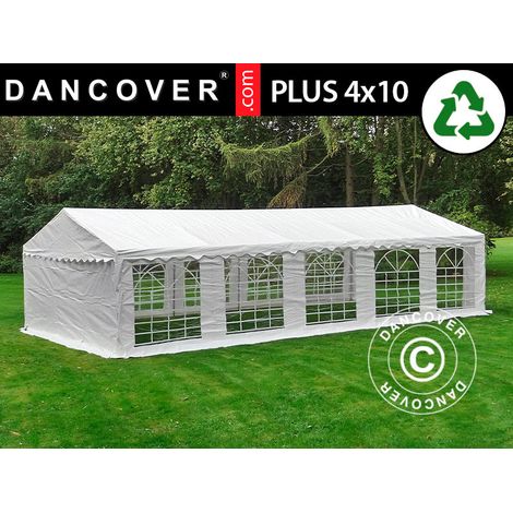 Carpa para fiestas PLUS 4x10m PE 700, Blanco - Dancover