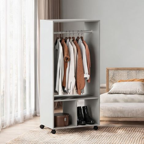 SunJet Armoire, penderie, finition grise 60 x 40 x 128 cm, 4 roulettes - Réf. 99CLACUEK19S (1/5)