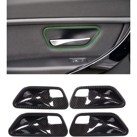 Lot de 4 garnitures de poignée de porte intérieure en fibre de carbone ABS pour Série 3 4 f30 f32 f35 316i 318i 320li 2013-2019 (1/5)