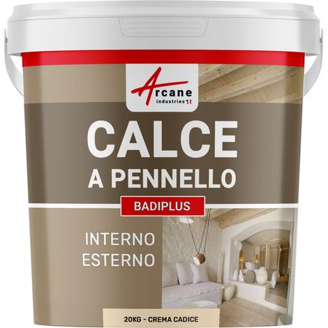 Calce a pennello per muri esterni e interni - BADIPLUS - 20 kg (fino a 100 m²) Cadice Crema - ARCANE INDUSTRIES