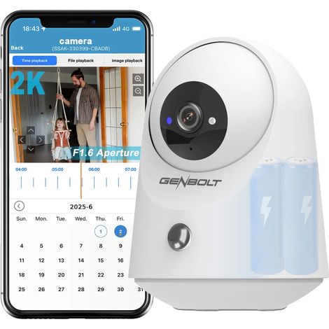Cámara de seguridad para interiores, resolución 2K, conectividad inalámbrica, 108 KB (1/2)