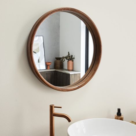 Miroir en mindi massif finition noyer 50 cm (1/5)