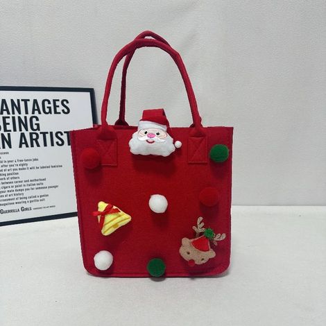 Filztasche mit Apfelmuster (23 x 23 x 12 cm), Filzgeschenktasche für Heiligabend, Filztasche mit Comicmotiven, Weihnachtsgeschenktasche (1/5)