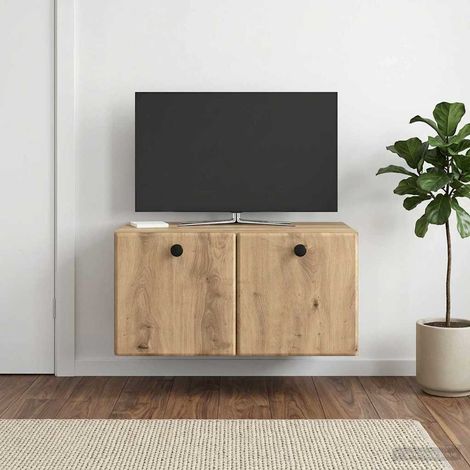 Meuble TV mural avec rangement en bois d’ingénierie chêne artisanal 59,5 x 41 x 30 cm - PANGIVO (1/5)