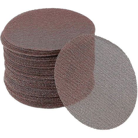 50 pièces de papier de verre abrasif Abranet de 12,7 cm (5 pouces), grain 400, oxyde d'aluminium brun, fixation auto-agrippante, anti-encrassement et sans poussière