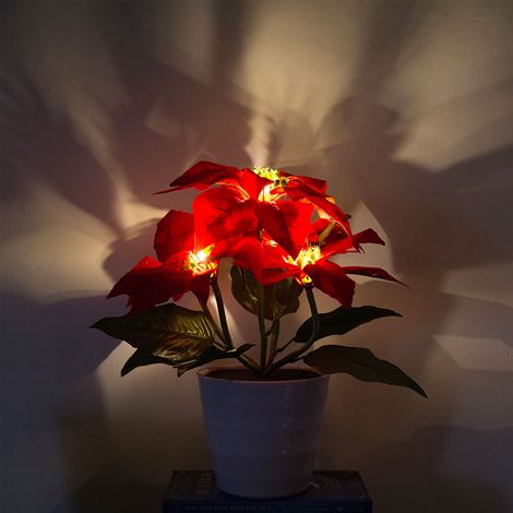 Künstliche Topfpflanze, Weihnachtsblumen, künstliche Weihnachtsstern-Tischlampe, Weihnachtsbeleuchtung (1/5)