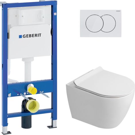 Duofix pack WC bâti-support UP100 + WC suspendu sans bride Ceramia avec abattant SoftClose + plaque blanche (GEBCEPXWT08-FR)