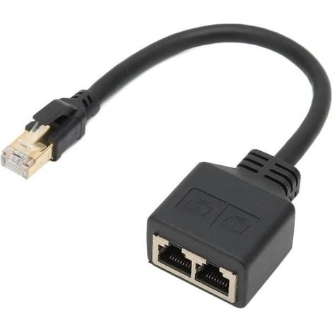Câble adaptateur RJ45 Ethernet Extension 1 à 2 ports Excellente connexion Transmission Splitter Adaptateur pour Home Office (1/4)