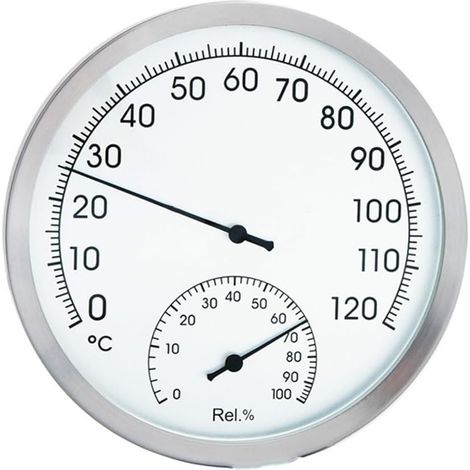 Thermo-hygromètre sauna, 0-120°C/0-100%HR/127mm/inox, argenté (1/5)