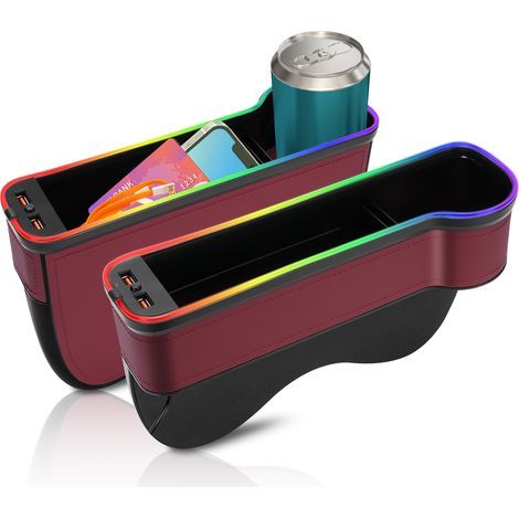 Multifunktionaler Autositz-Organizer für den Beifahrersitz mit Ambientebeleuchtung und rotem USB-Ladegerät (1/5)