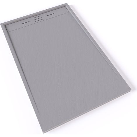 HIEMAL Receveur de douche 90 x 140 cm résine Gris aspect ardoise + bonde incluse - Salle de bain