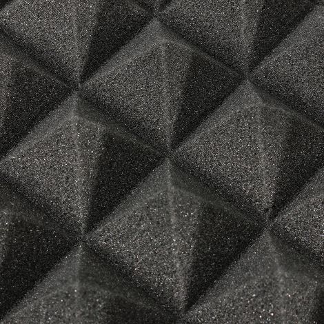 Nouveaux panneaux acoustiques pyramide 12 pics, mousse insonorisante écologique ignifuge (30x30x2.5cm, 12 pics, haute densité, noir, lot de 12 pièces) (1/5)