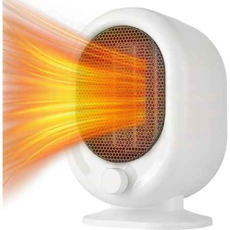 Mini space heater, PTC ceramic heating element, tip-over and overheat protection, fast and ultra-quiet heating, white (1/5)