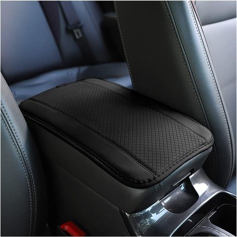 Coussin d'Accoudoir Voiture en Cuir, Housse pour Console Centrale pour Accoudoir, Accessoires Confortables pour Sièges de Voiture pour la Plupart des Voitures, Motos et SUVs (Noir) (1/5)