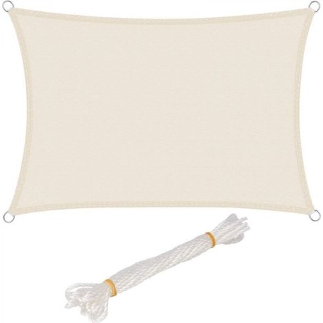 Ineasicer Rectangular Shade Sail 3x4 m Waterproof 93% UV Resistant Water Protection Windproof Polyester with UV Protection for Garden Terrace Camping Cream (1/4)
