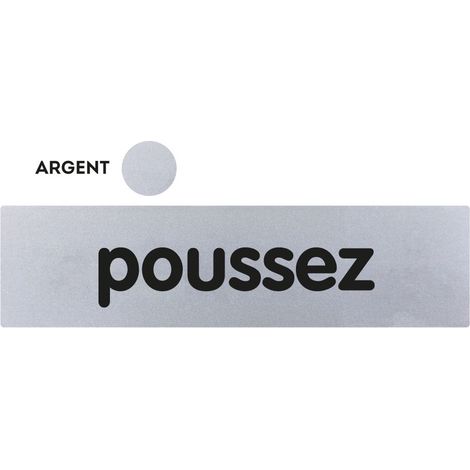 Plaquette de porte plexiglas Poussez - 170 x 45 mm - Gris argenté - NOVAP - 4035109