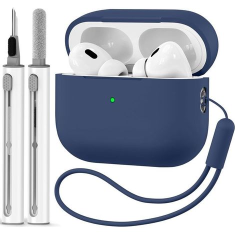 Ecleanfy - Coque pour AirPods Pro 2 2ème Génération(2022) en Silicone, Protection [avec Corde], étui Antichoc, [Protection Complète] - Bleu