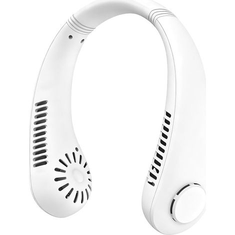 Ventilateur de cou rechargeable sans pales portable USB 3 vitesses mains libres léger ventilateur personnel voyage extérieur été blanc (1/5)