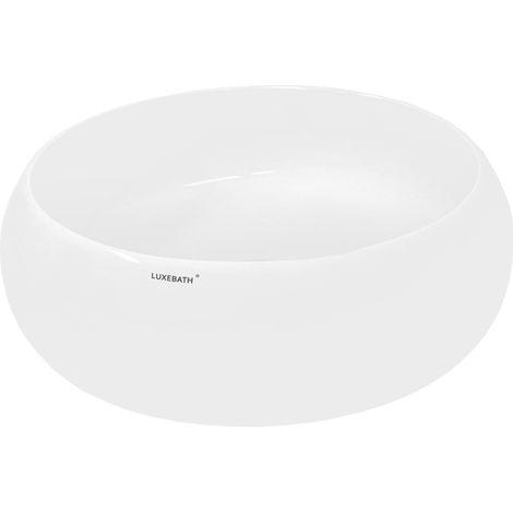 Ecd Germany – Vasque à poser en céramique blanche – Ø 350 x 120 mm – Design rond moderne – Lavabo salle de bain sans kit de vidange