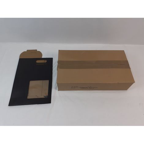 Lot de 20 - COFFRET - Emballage cadeau 2 bouteilles - 180x90x385mm - Noir satiné avec fenêtre - Idéal caviste - Voir photos (1/2)