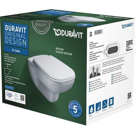 WC suspendu-Set D-CODE RIMLESS ti 355x540mm blanc