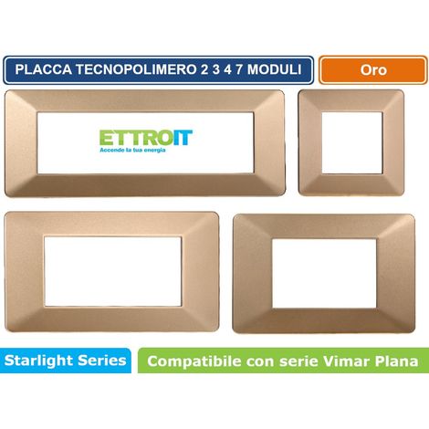 Placca compatibile Vimar Plana 7 moduli plastica colore oro Ettroit EV83711