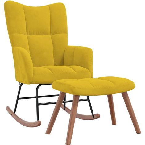 Maison Exclusive - Schaukelstuhl mit Hocker Senfgelb Samt