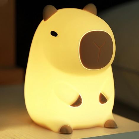 Capybara Veilleuse pour enfant Capybara avec minuterie à intensité variable Lampe tactile rechargeable par USB Lampe Capybara Lampe de chevet pour bébé Lampe d'allaitement pour chambre d'enfant (1/5)