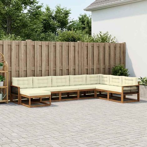 vidaXL Outdoor-Sofagarnitur mit Kissen 8 pcs Natur und Creme (1/5)