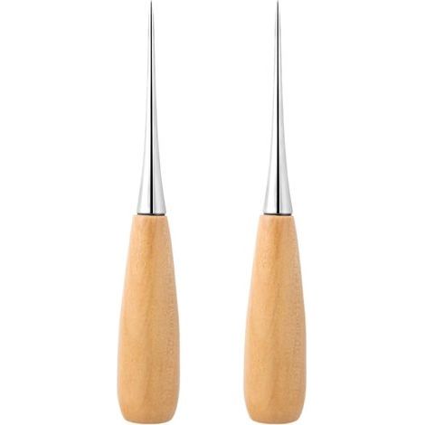 Set of 2 Sewing Awls, Wooden Handle, Steel Head, For Leather and Fabric, DIY Tool (1/5)