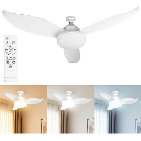 Ventilateur de plafond lumineux moderne pour salon, 91.5 cm, éclairage tricolore, avec télécommande, culot E27 (1/5)